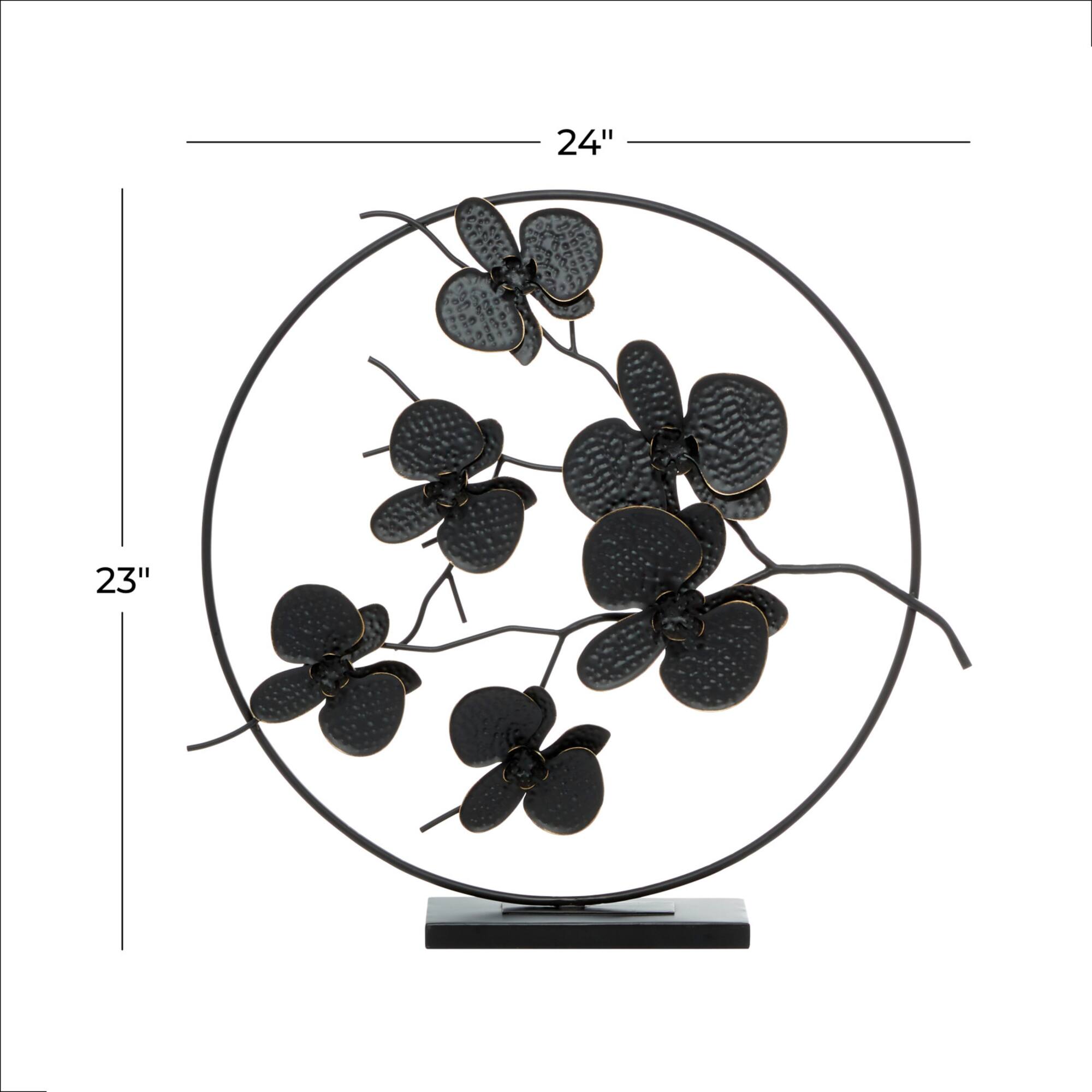 23" Black Metal Contemporary Leaves Sculpture